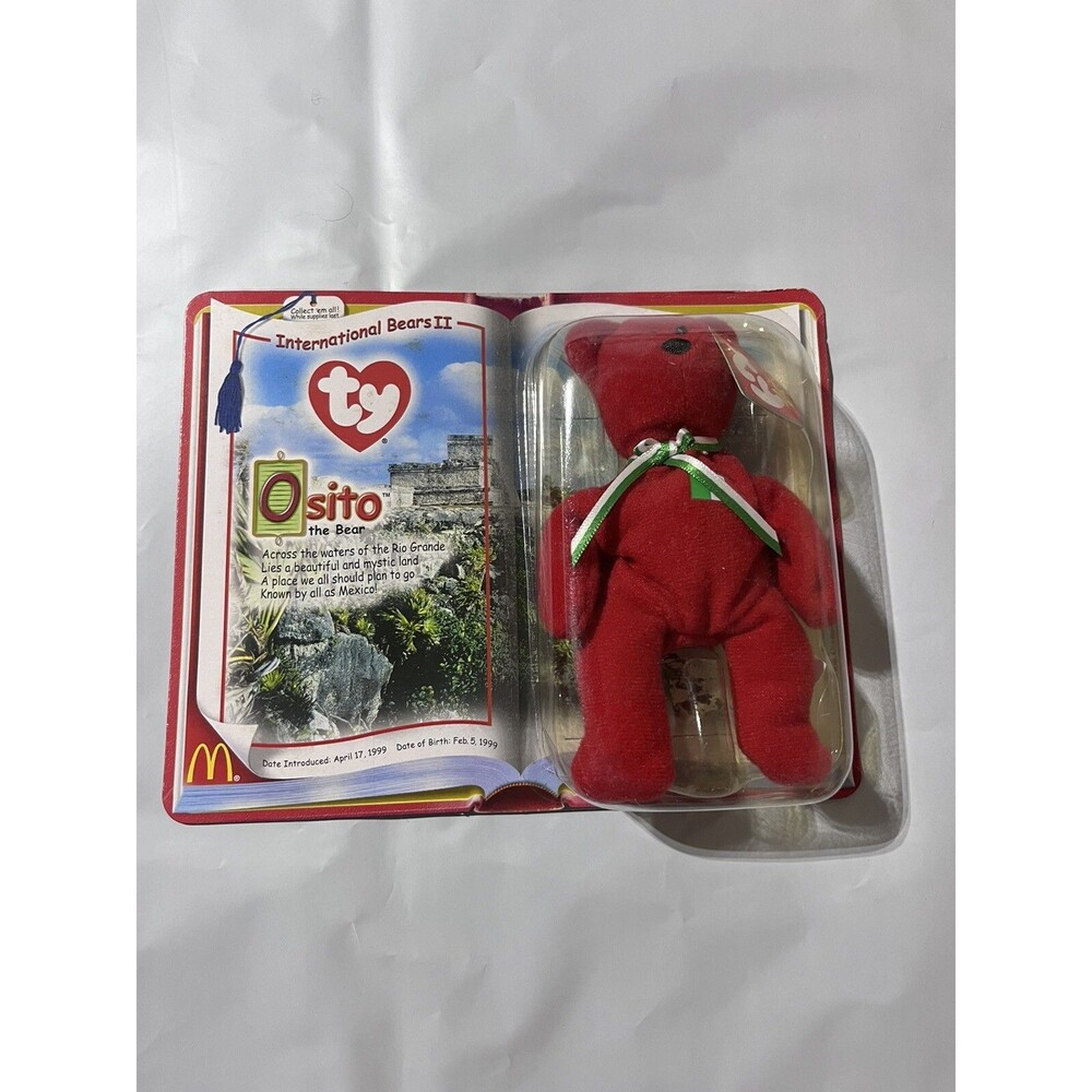 NEW SEALED Ty Teenie Beanie Babies McDonald's 2000 OSITO THE BEAR Mexico Red
